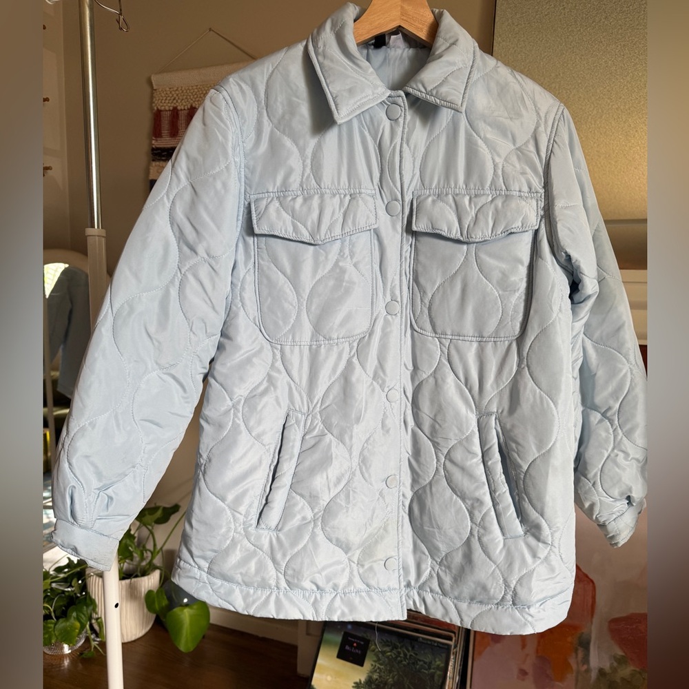 Baby blue quilted jacket